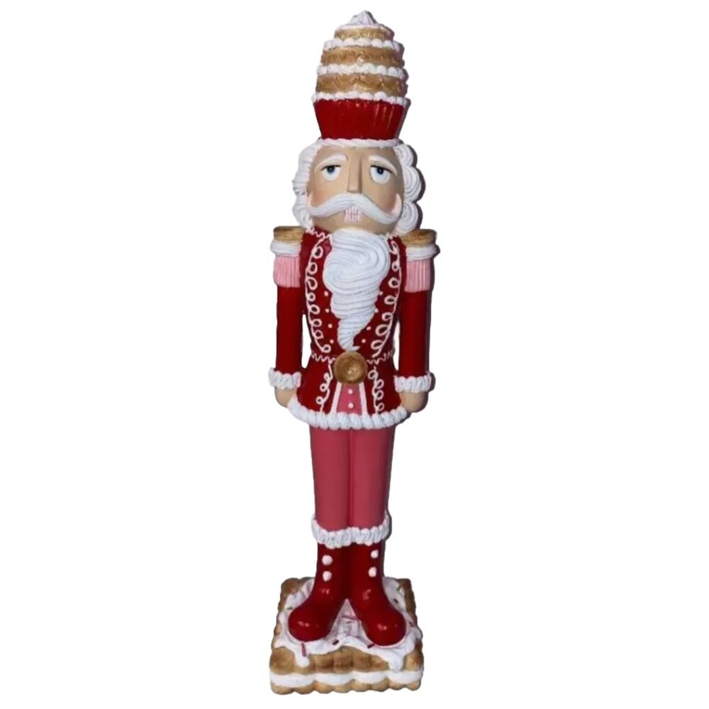 Christmas Pink Red Colonel Cupcake 18" NUTCRACKER Cookie Icing Resin Decor NEW